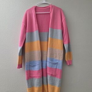 Colorful Striped Women's Sweater Cardigan